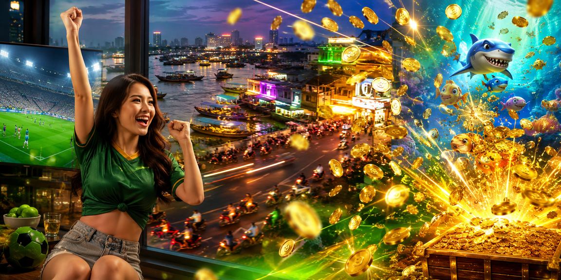 Ánh đèn neon sôi động tại Cần Thơ biểu trưng cho đêm giải trí casino và cá cược