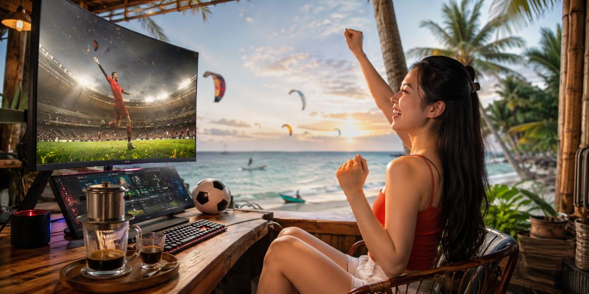 Người dùng tại Mũi Né theo dõi kèo esports bên ly cà phê buổi sáng